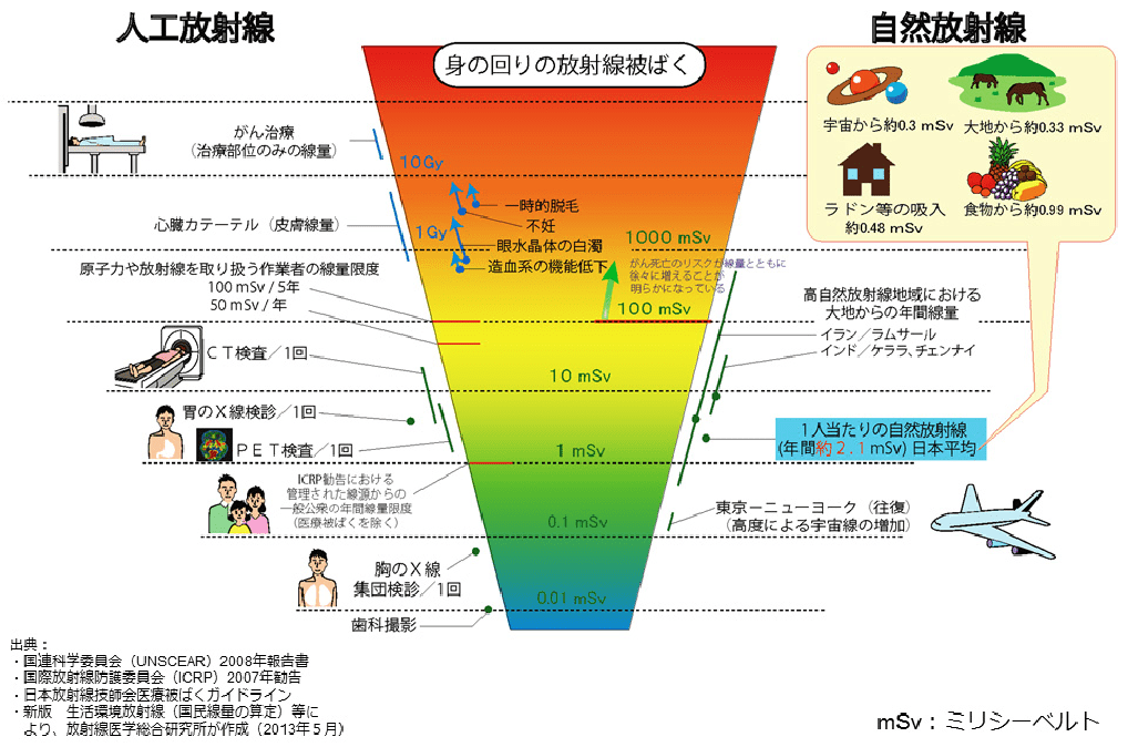 X線検査における放射線の影響について図解