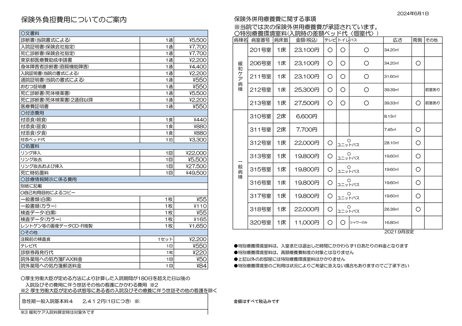 保険外負担に関する事項